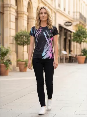 Frauenfunktional T -Shirt Premium ALTISPORT VOJ/ALW074TR01 SCHWARZ -PINK