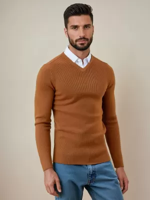 Herrenpullover DSTREET WX2290 KAMEL