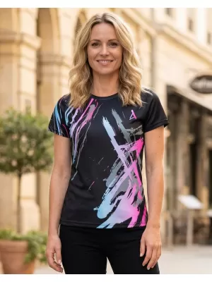 Frauenfunktional T -Shirt Premium ALTISPORT VOJ/ALW074TR01 SCHWARZ -PINK