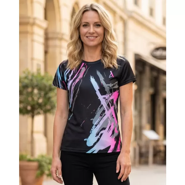  Frauenfunktional T -Shirt Premium ALTISPORT VOJ/ALW074TR01 SCHWARZ -PINK 