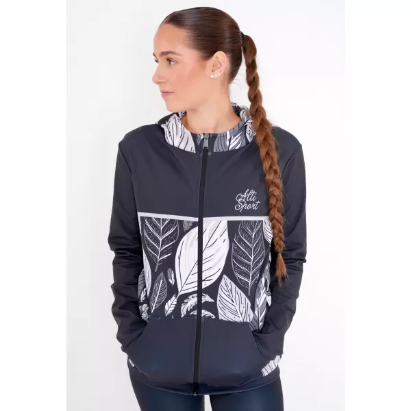  Frauen -Sweatshirt bei Reißverschlussprämie ALTISPORT VOJ/ALW061MI02 SCHWARZ UND WEIß 