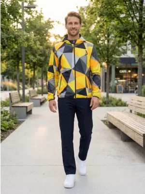 Herren -Sweatshirt auf Reißverschlussprämie ALTISPORT VOJ/ALM007MI02 SCHWARZ -AUSGELB