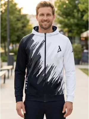 Herren -Sweatshirt auf Reißverschlussprämie ALTISPORT VOJ/ALM006MI02 SCHWARZ UND WEIß
