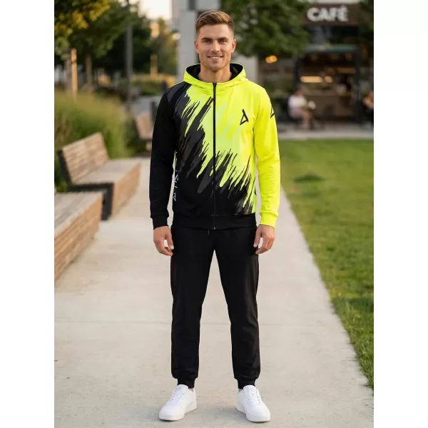  Herren -Sweatshirt auf Reißverschlussprämie ALTISPORT VOJ/ALM006MI02 SCHWARZ -AUSGELB 