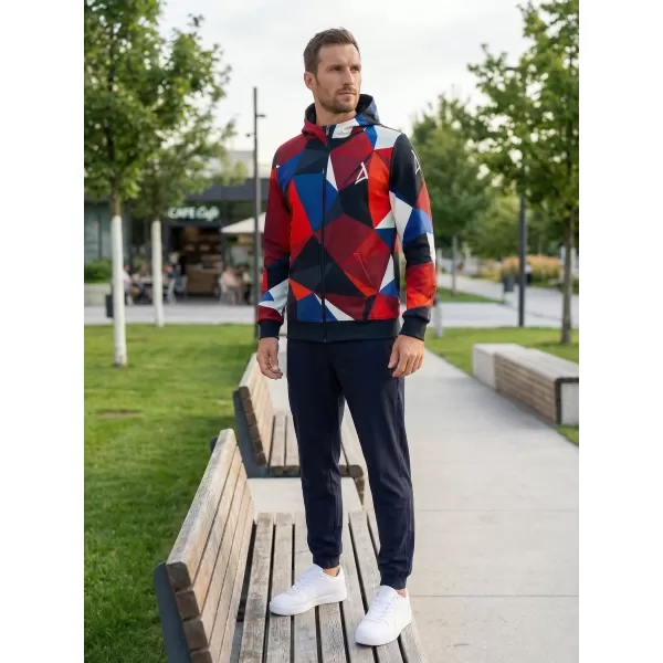  Herren -Sweatshirt auf Reißverschlussprämie ALTISPORT VOJ/ALM007MI02 MARINEBLAU/ROT 