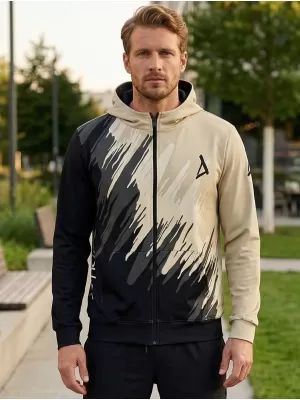 Herren -Sweatshirt auf Reißverschlussprämie ALTISPORT VOJ/ALM006MI02 SCHWARZ -BROWN