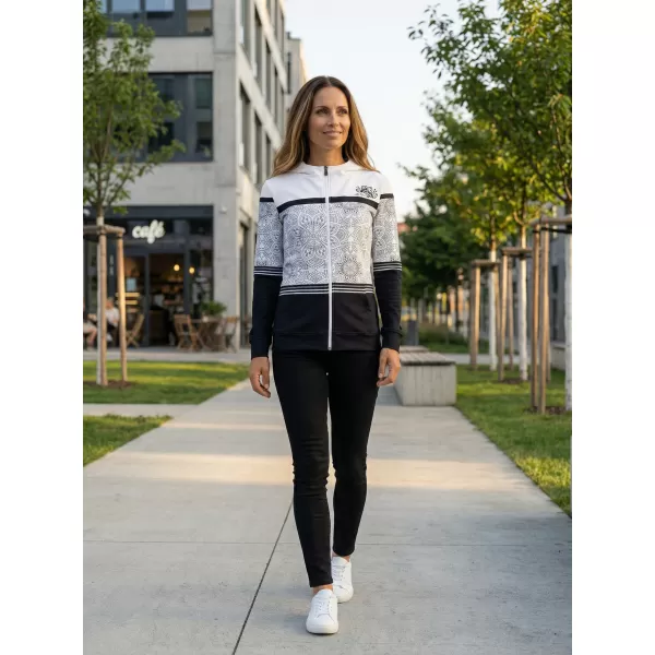  Frauen -Sweatshirt bei Reißverschlussprämie ALTISPORT VOJ/ALW023MI02 SCHWARZ UND WEIß 