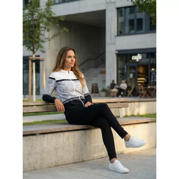  Frauen -Sweatshirt bei Reißverschlussprämie ALTISPORT VOJ/ALW023MI02 SCHWARZ UND WEIß 