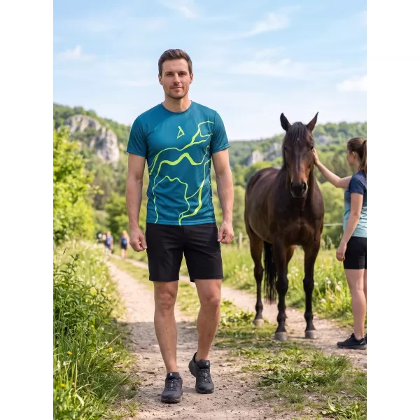  Männer funktionaler T -Shirt Premium ALTISPORT VOJ/ALM073TR01 MARINE-FLUO GELB 