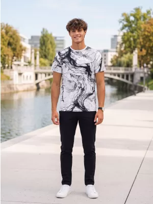 Männer funktionaler T -Shirt Premium ALTISPORT VOJ/ALM071TR01 WEIß -UND -SCHWARZ