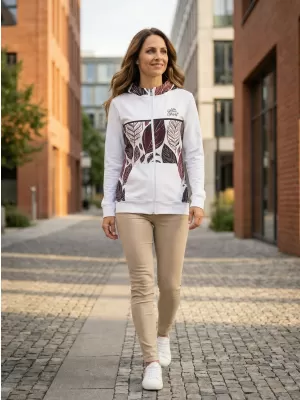 Frauen -Sweatshirt bei Reißverschlussprämie ALTISPORT VOJ/ALW061MI02 WEIß/BURGUNDER