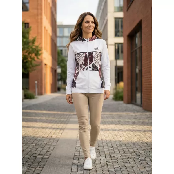  Frauen -Sweatshirt bei Reißverschlussprämie ALTISPORT VOJ/ALW061MI02 WEIß/BURGUNDER 