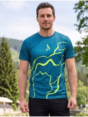 Männer funktionaler T -Shirt Premium ALTISPORT VOJ/ALM073TR01 MARINE-FLUO GELB