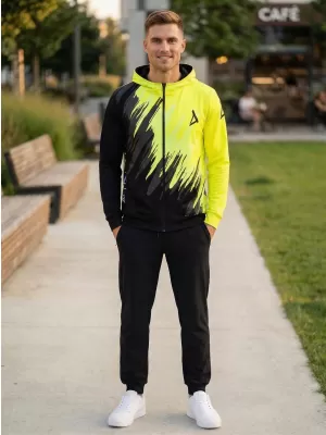 Herren -Sweatshirt auf Reißverschlussprämie ALTISPORT VOJ/ALM006MI02 SCHWARZ -AUSGELB