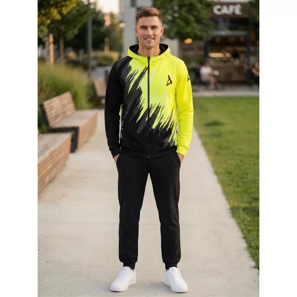  Herren -Sweatshirt auf Reißverschlussprämie ALTISPORT VOJ/ALM006MI02 SCHWARZ -AUSGELB 