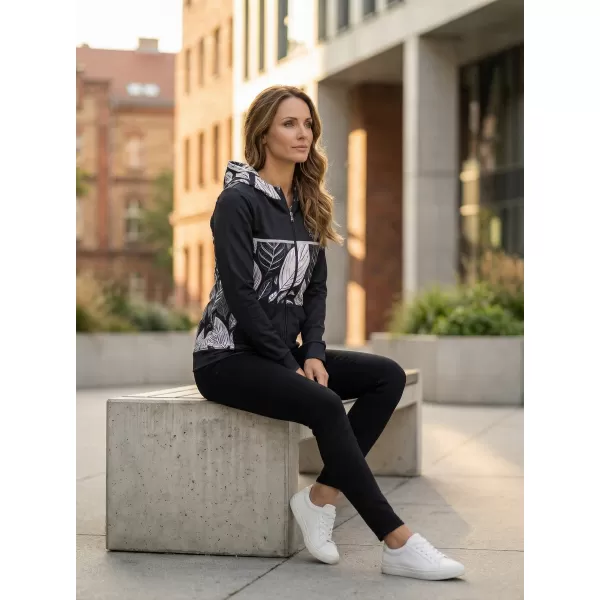  Frauen -Sweatshirt bei Reißverschlussprämie ALTISPORT VOJ/ALW061MI02 SCHWARZ UND WEIß 