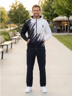 Herren -Sweatshirt auf Reißverschlussprämie ALTISPORT VOJ/ALM006MI02 SCHWARZ UND WEIß