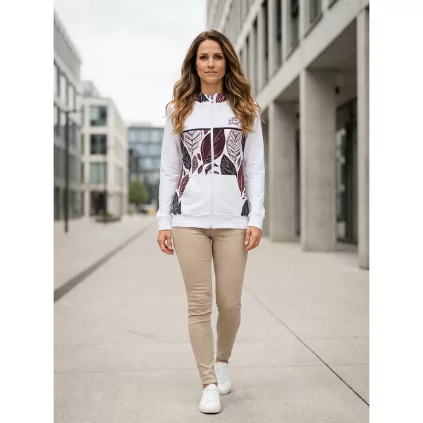  Frauen -Sweatshirt bei Reißverschlussprämie ALTISPORT VOJ/ALW061MI02 WEIß/BURGUNDER 