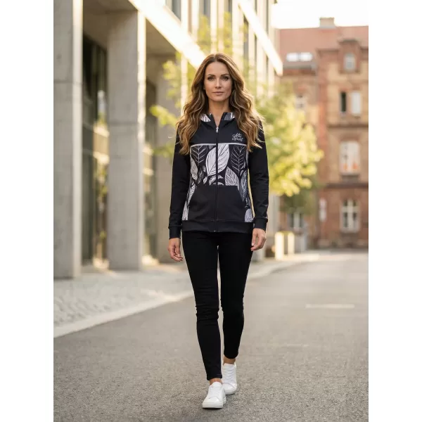  Frauen -Sweatshirt bei Reißverschlussprämie ALTISPORT VOJ/ALW061MI02 SCHWARZ UND WEIß 