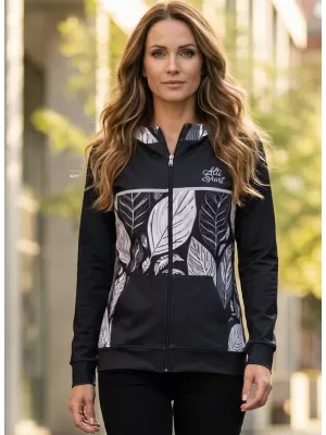 Frauen -Sweatshirt bei Reißverschlussprämie ALTISPORT VOJ/ALW061MI02 SCHWARZ UND WEIß