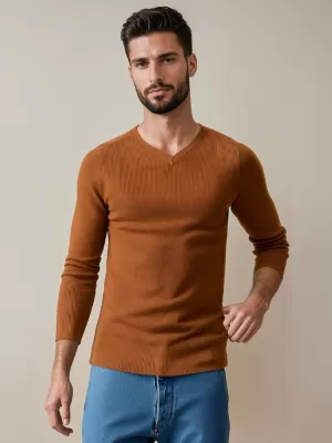Herrenpullover DSTREET WX2290 KAMEL