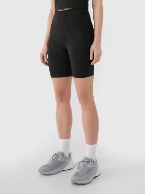 Damenkürzige Leggings 4F WSS25TFSTF016 TIEF SCHWARZ