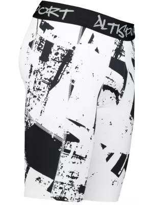 Männersport -Leggings über den Knien der Prämie ALTISPORT VOJ/ALM079LEG02 WEIß -UND -SCHWARZ