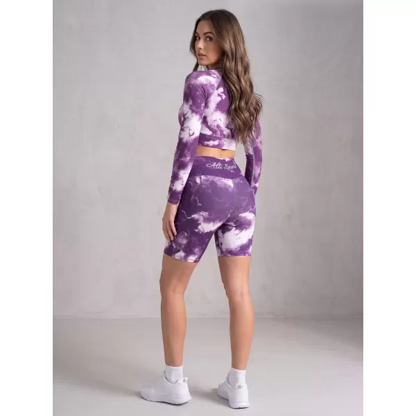  Frauen -Leggings über den Knien Premium ALTISPORT VOJ/ALW066LEG02 WEIß -VIOLETT 