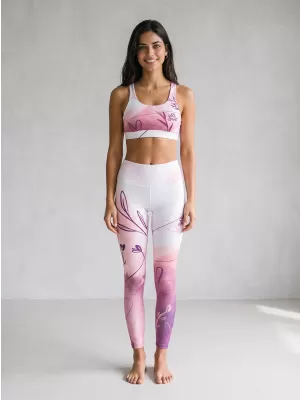 Lange Leggings für Frauen Premium ALTISPORT VOJ/ALW083LEG01 WEIß -PINK