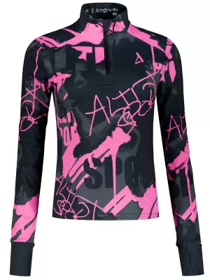 Frauen Sport Sweatshirt Premium Plus ALTISPORT VOJ/ALW076MI04 SCHWARZ/FLUO PINK