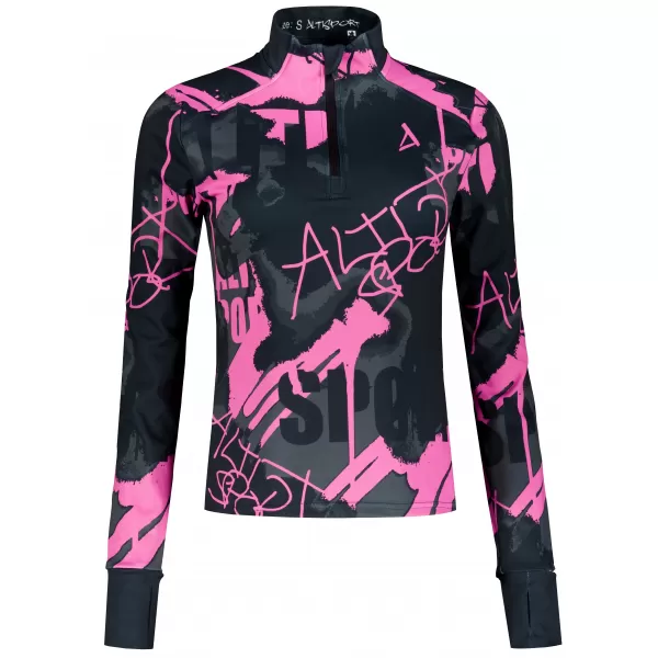  Frauen Sport Sweatshirt Premium Plus ALTISPORT VOJ/ALW076MI04 SCHWARZ/FLUO PINK 
