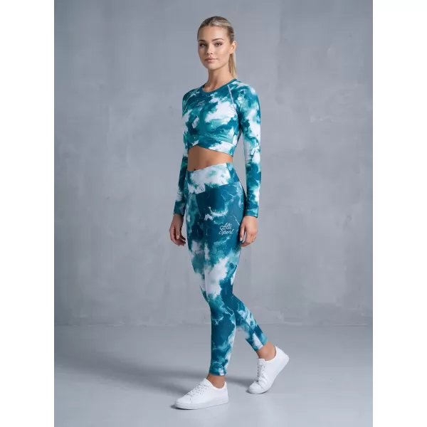  Lange Leggings für Frauen Premium ALTISPORT VOJ/ALW066LEG01 GRÜN -BLUE 