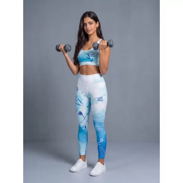  Lange Leggings für Frauen Premium ALTISPORT VOJ/ALW083LEG01 WEIß -BLAU 