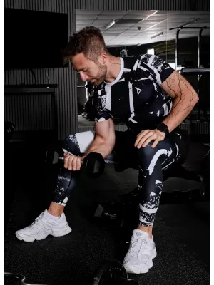Herrensport -Leggings langer Prämie ALTISPORT VOJ/ALM079LEG01 SCHWARZ UND WEIß