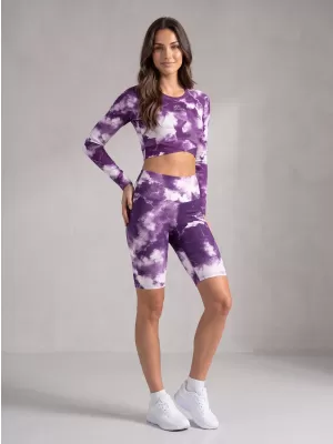 Frauen -Leggings über den Knien Premium ALTISPORT VOJ/ALW066LEG02 WEIß -VIOLETT