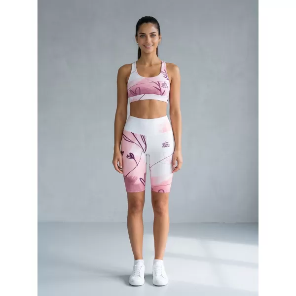  Frauen -Leggings über den Knien Premium ALTISPORT VOJ/ALW083LEG02 WEIß -PINK 