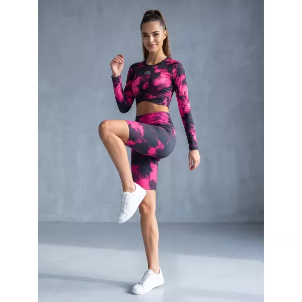  Frauen -Leggings über den Knien Premium ALTISPORT VOJ/ALW066LEG02 SCHWARZ -PINK 