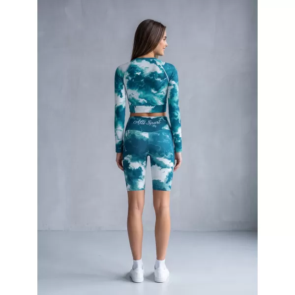  Frauen -Leggings über den Knien Premium ALTISPORT VOJ/ALW066LEG02 GRÜN -BLUE 