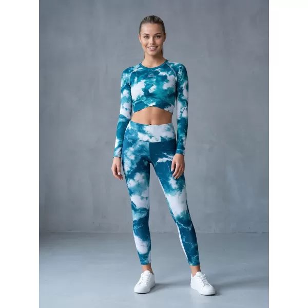  Lange Leggings für Frauen Premium ALTISPORT VOJ/ALW066LEG01 GRÜN -BLUE 