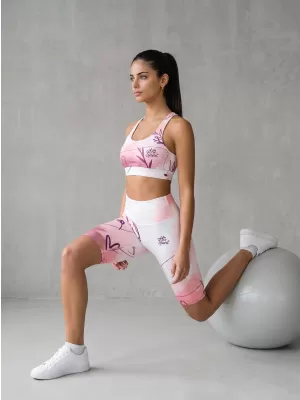 Frauen -Leggings über den Knien Premium ALTISPORT VOJ/ALW083LEG02 WEIß -PINK