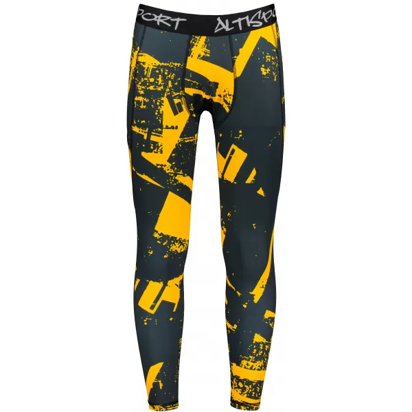  Herrensport -Leggings langer Prämie ALTISPORT VOJ/ALM079LEG01 SCHWARZ -AUSGELB 