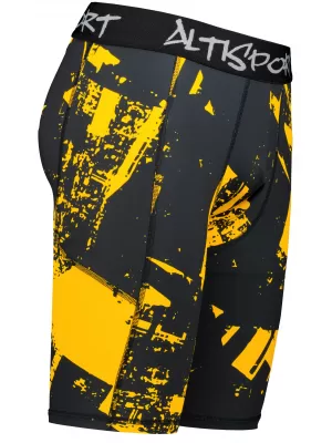 Männersport -Leggings über den Knien der Prämie ALTISPORT VOJ/ALM079LEG02 SCHWARZ -AUSGELB