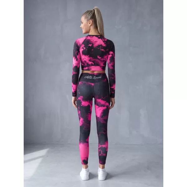  Lange Leggings für Frauen Premium ALTISPORT VOJ/ALW066LEG01 SCHWARZ -PINK 