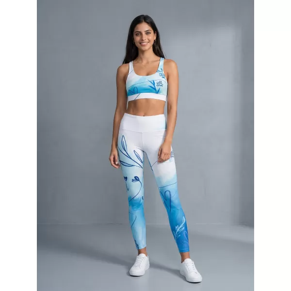 Lange Leggings für Frauen Premium ALTISPORT VOJ/ALW083LEG01 WEIß -BLAU 