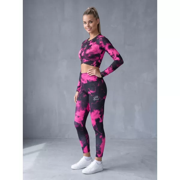  Lange Leggings für Frauen Premium ALTISPORT VOJ/ALW066LEG01 SCHWARZ -PINK 