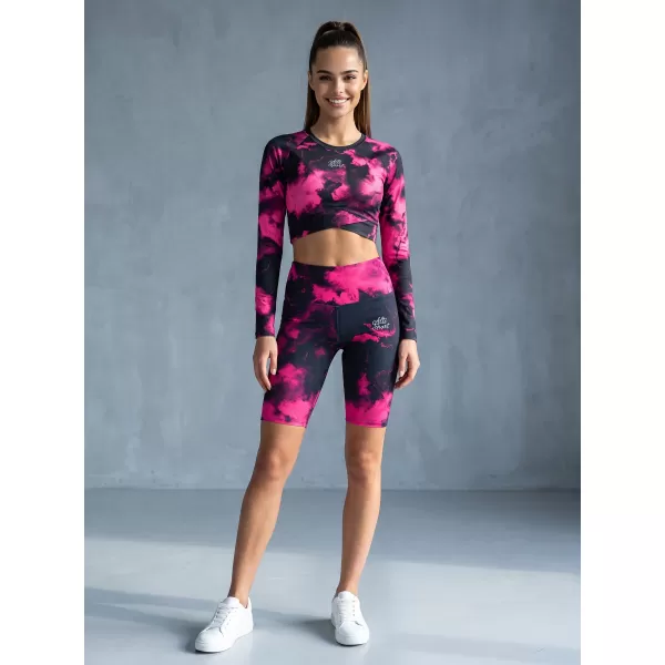  Frauen -Leggings über den Knien Premium ALTISPORT VOJ/ALW066LEG02 SCHWARZ -PINK 