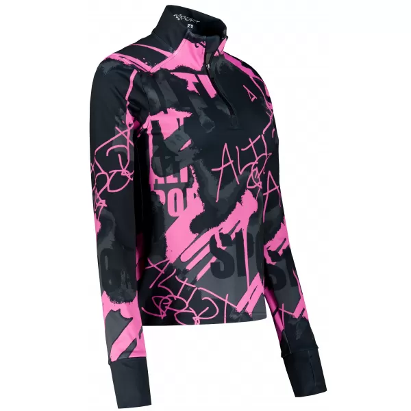  Frauen Sport Sweatshirt Premium Plus ALTISPORT VOJ/ALW076MI04 SCHWARZ/FLUO PINK 
