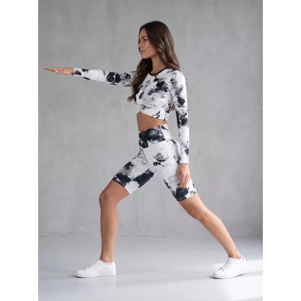  Frauen -Leggings über den Knien Premium ALTISPORT VOJ/ALW066LEG02 WEIß -UND -SCHWARZ 