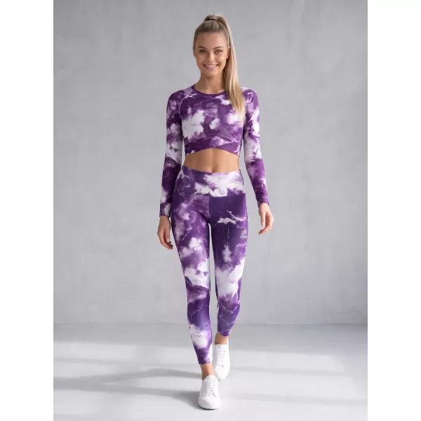  Lange Leggings für Frauen Premium ALTISPORT VOJ/ALW066LEG01 WEIß -VIOLETT 