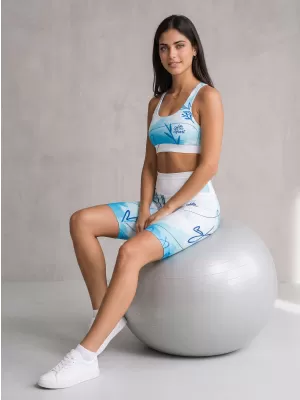 Frauen -Leggings über den Knien Premium ALTISPORT VOJ/ALW083LEG02 WEIß -BLAU